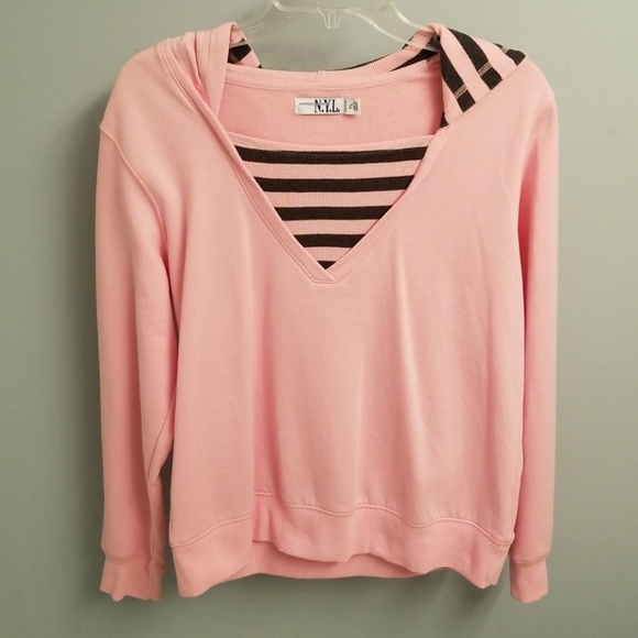 New York Laundry Tops - New York Laundry Pink & Blue Hooded Sweatshirt-PL